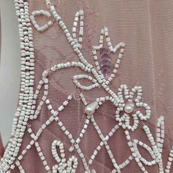Adrianna Papell Mauve-white beaded dress 20W - Picture 5 of 10